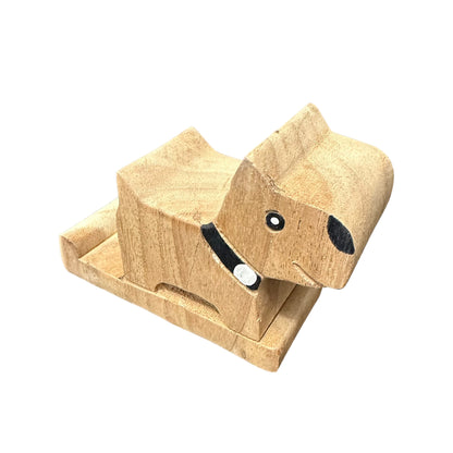 Wooden Dog Terrier Cellphone Holder