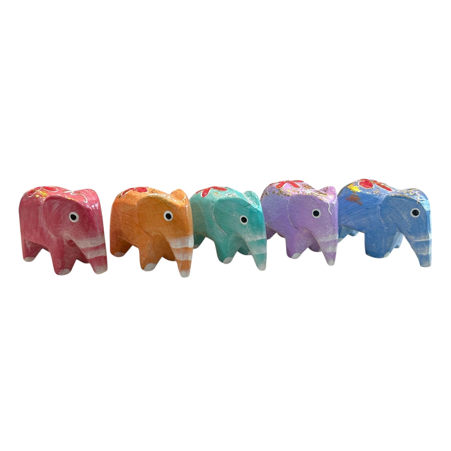 Royal Parade – Vintage Painted Elephant Figurine Set (5-Pack)