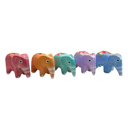 Royal Parade – Vintage Painted Elephant Figurine Set (5-Pack)