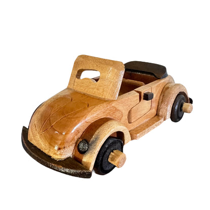 Large Vintage Wooden Convertible Car Figurine