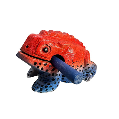 4" Wooden Musical Frog - Red Dart Design (Percussion Instrument)