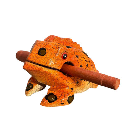 4" Large Orangy Frog Musical Frog Percussion Instrument