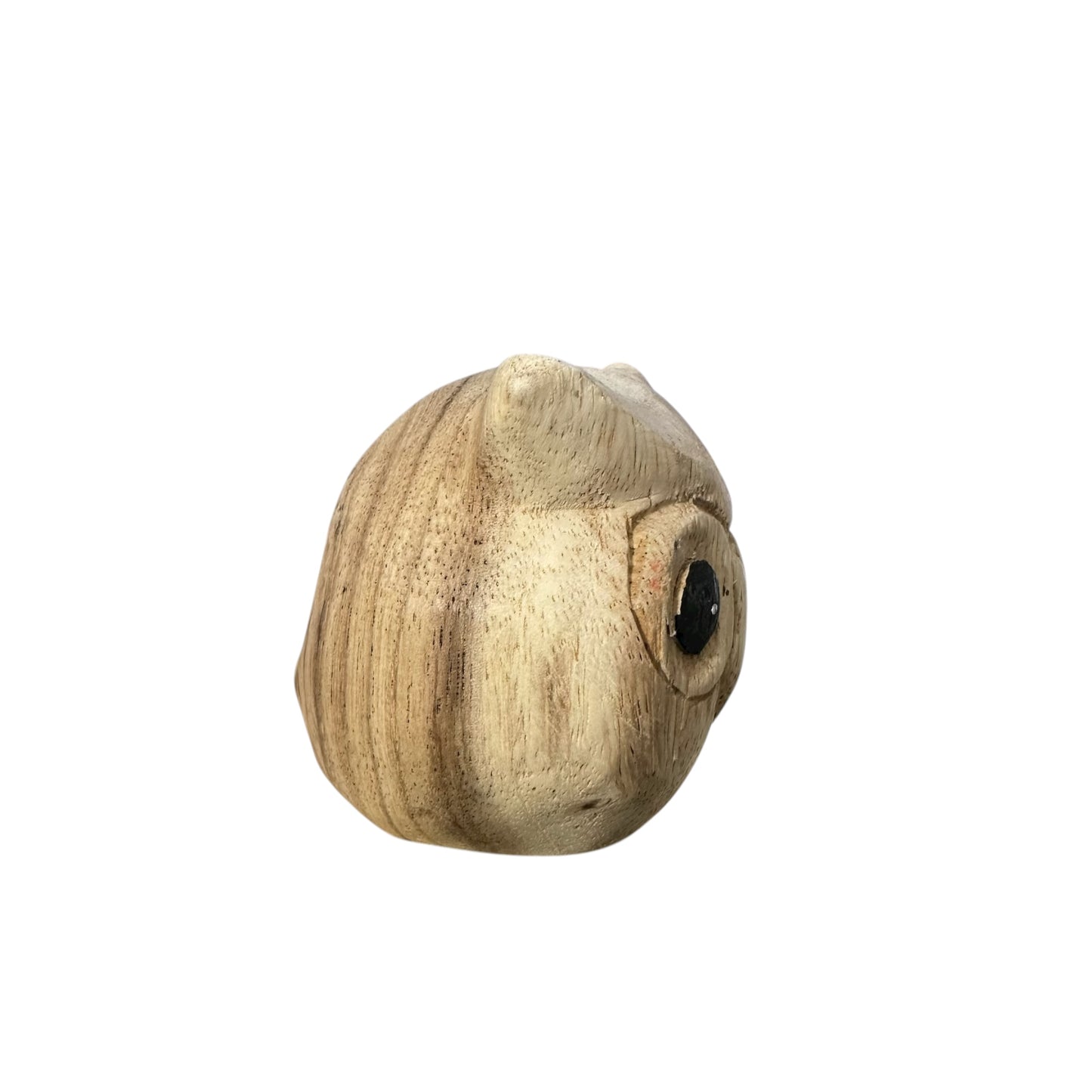 Wooden Owl Figurine: Carved Ball Animal Decoration