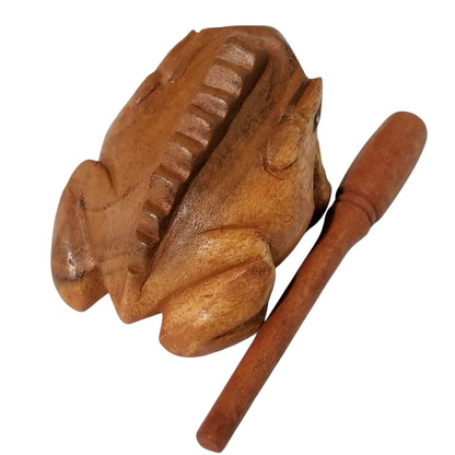 3" Wooden Musical Frog - Dark Oak Stained (Percussion Instrument)