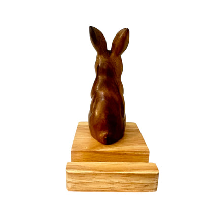 Woodland Rabbit Phone Stand – Hand-Carved Desk Decor
