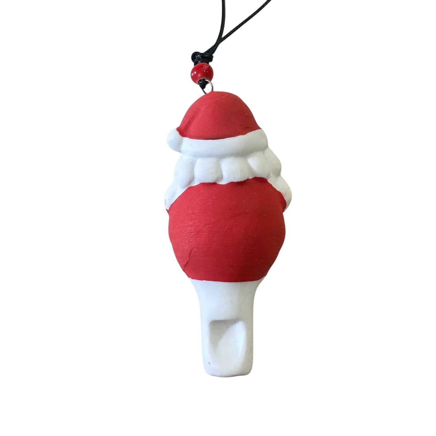 Ceramic Santa Whistle Necklace, Hand-Painted Christmas Pendant
