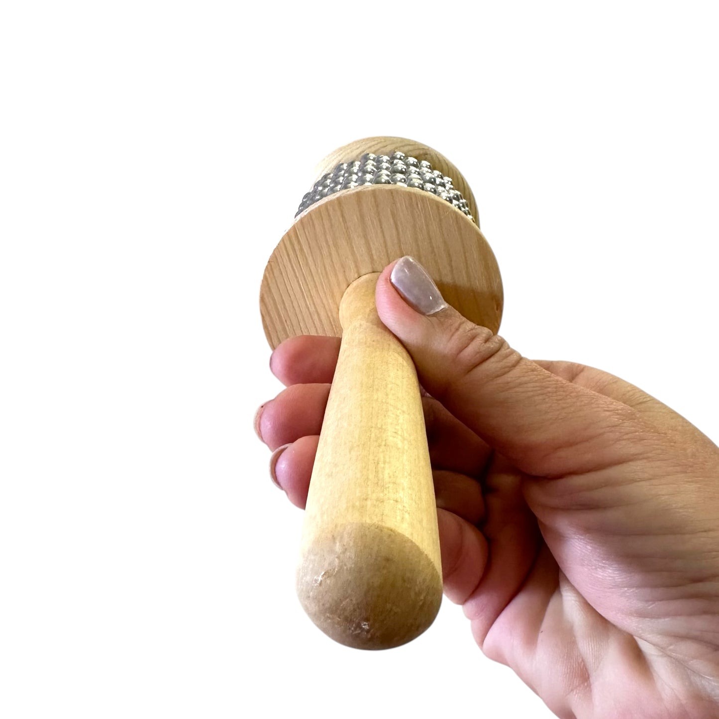 Wooden Cabasa Hand Percussion – Natural Wood Rhythm Instrument with Metal Beads, Latin Music Shaker