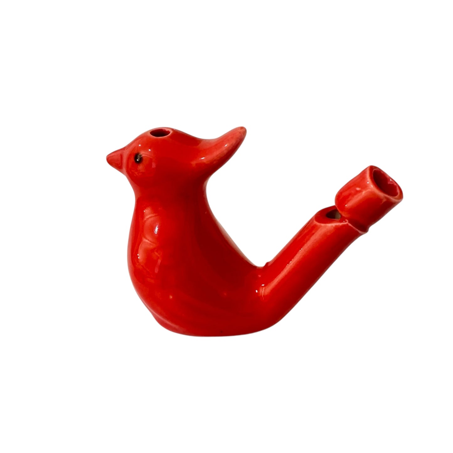 Ceramic Water Whistle Wind Instrument Red Crest Bird