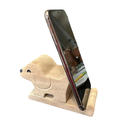 Wooden Basset Hound Phone Holder
