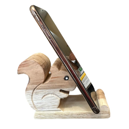 Wooden Squirrel Phone Holder