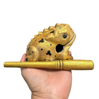 4" Large Golden Frog Musical Frog Percussion Instrument