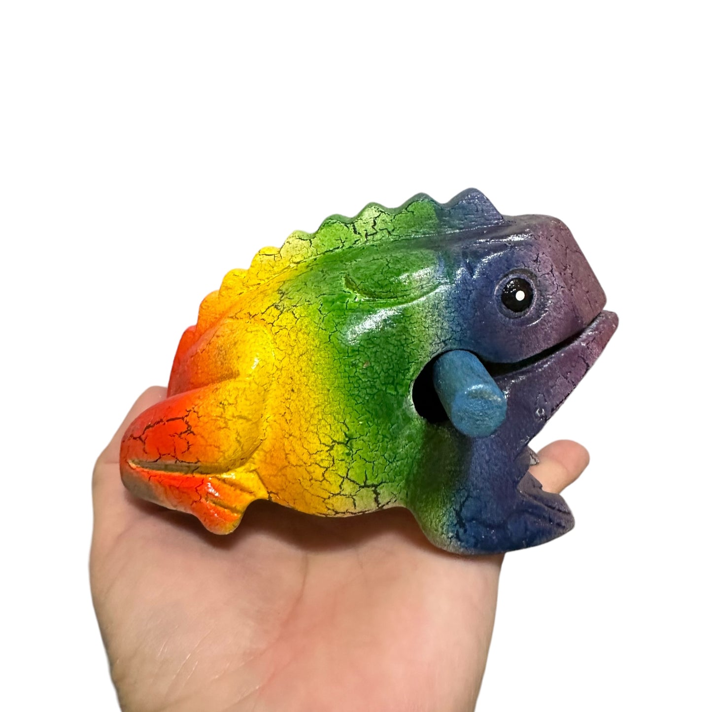 4" Large Rainbow Frog Musical Frog Percussion Instrument