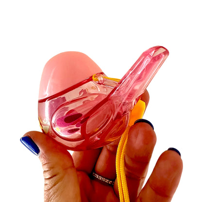 Clear Water Whistle Bird - Whimsical Water-Filled Whistle (Pink)