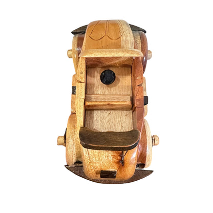 Large Vintage Wooden Convertible Car Figurine