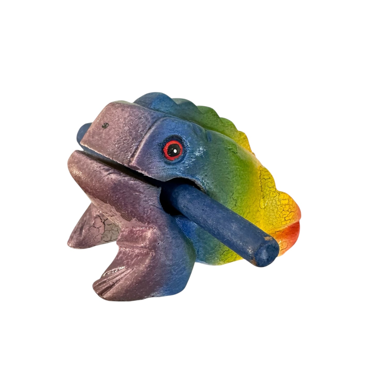 2" Wooden Musical Frog - Rainbow Design (Percussion Instrument)