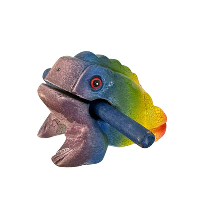 2" Wooden Musical Frog - Rainbow Design (Percussion Instrument)