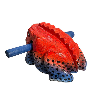 4" Wooden Musical Frog - Red Dart Design (Percussion Instrument)
