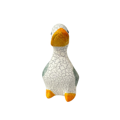 Vintage Crackle Duck – Hand-Carved Wooden Decor