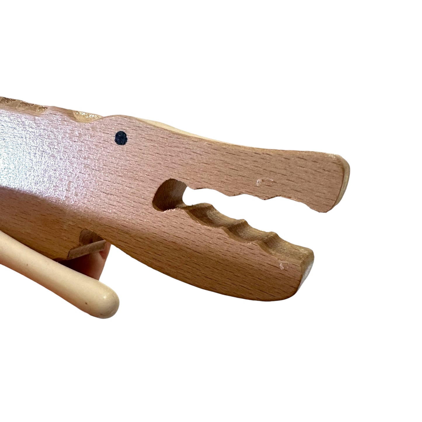 Wooden Alligator Guiro – Minimalist Crocodile Percussion Instrument with Mallet, Natural Wood Musical Gift