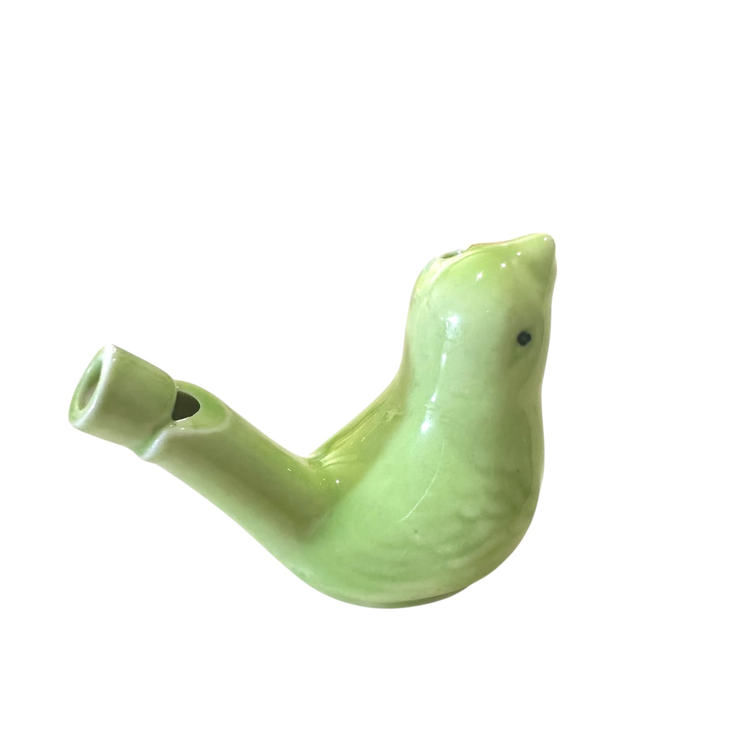 Ceramic Water Whistle Wind Instrument Green Bird