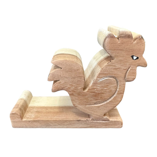 Wooden Rooster Cellphone Stand