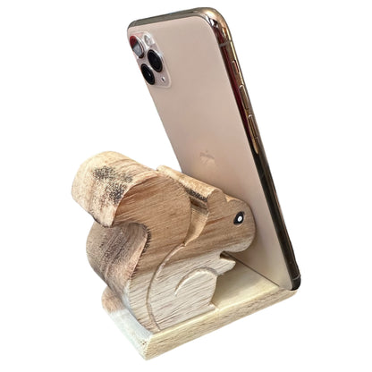 Wooden Squirrel Phone Holder