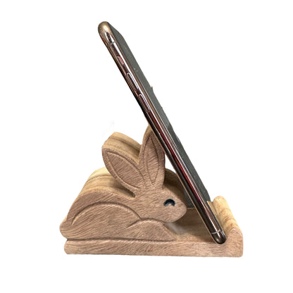Wooden Rabbit Phone Holder