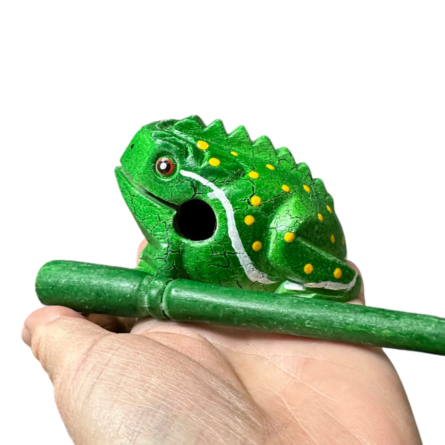 3" Medium Green Leaf Musical Percussion Frog