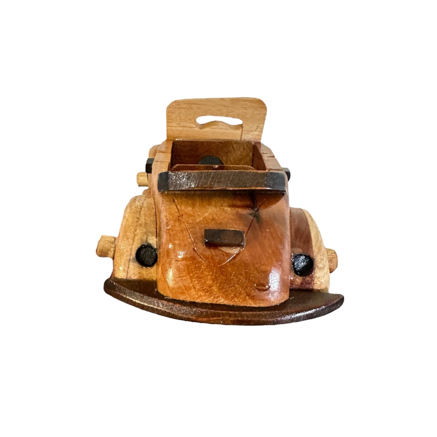 Large Vintage Wooden Convertible Car Figurine