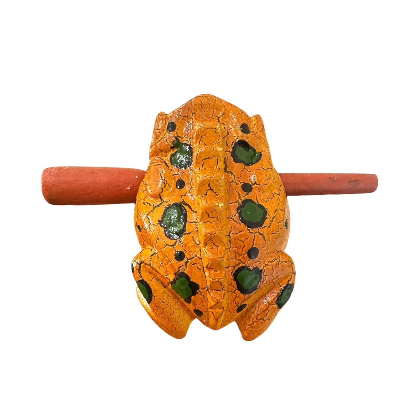 3" Wooden Musical Frog - Tomato Design (Percussion Instrument)