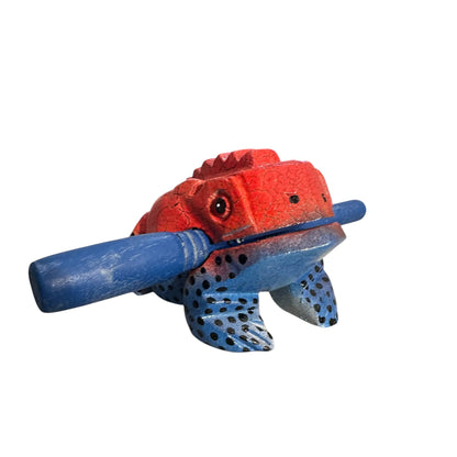 4" Wooden Musical Frog - Red Dart Design (Percussion Instrument)