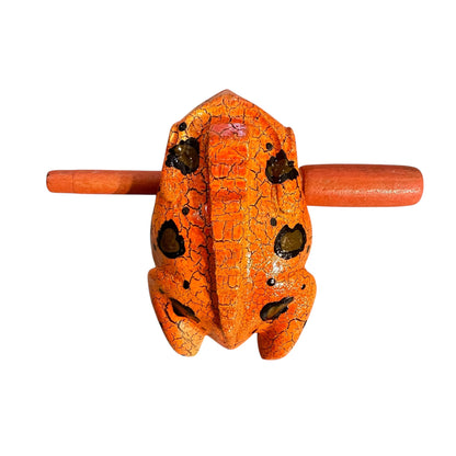 4" Large Orangy Frog Musical Frog Percussion Instrument