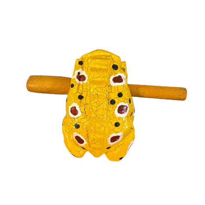 2" Wooden Musical Frog - Mustard Design (Percussion Instrument)