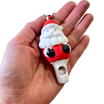 Ceramic Santa Whistle Necklace, Hand-Painted Christmas Pendant