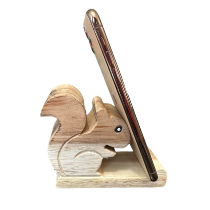Wooden Squirrel Phone Holder