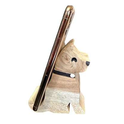 Wooden Husky Phone Holder