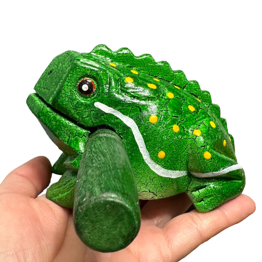 4" Large Green Leaf Frog Musical Frog Percussion Instrument