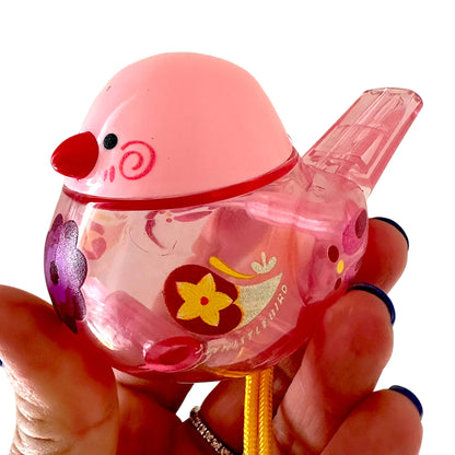 Clear Water Whistle Bird - Whimsical Water-Filled Whistle (Pink)