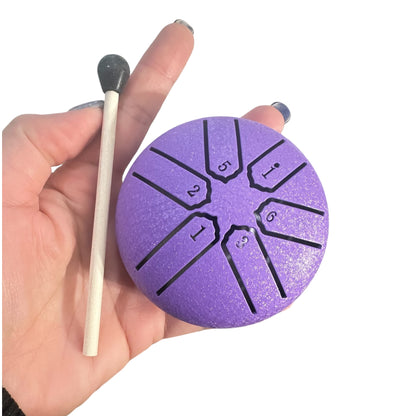 Mini Steel Rain Drum – 3-Inch Percussion Instrument with Mallet (purple)