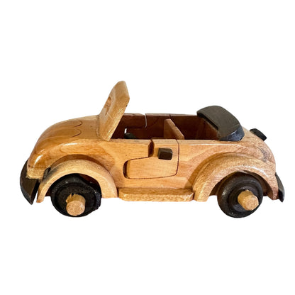 Large Vintage Wooden Convertible Car Figurine