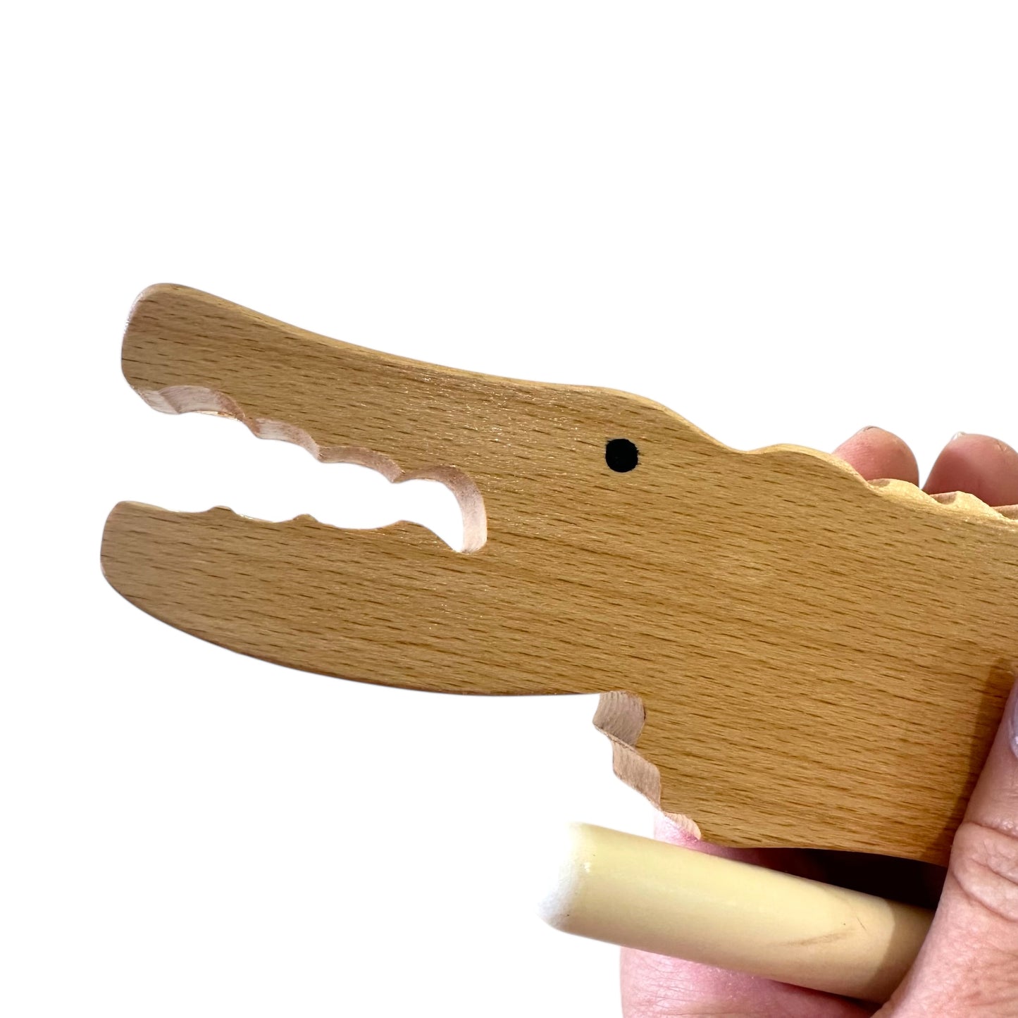 Wooden Alligator Guiro – Minimalist Crocodile Percussion Instrument with Mallet, Natural Wood Musical Gift