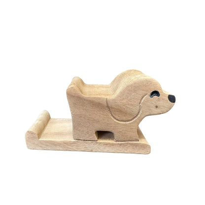 Wooden Basset Hound Phone Holder