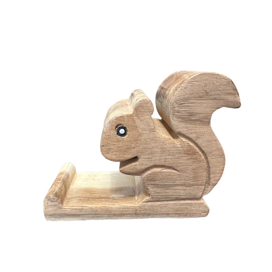 Wooden Squirrel Phone Holder