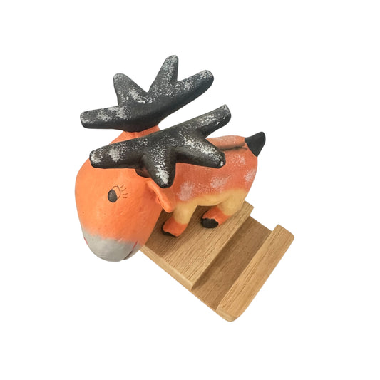 Handmade Wooden Reindeer Phone Holder – Desk Organizer Stand