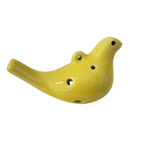 Ceramic Bird Ocarina - 6-Hole Musical Instrument - Yellow