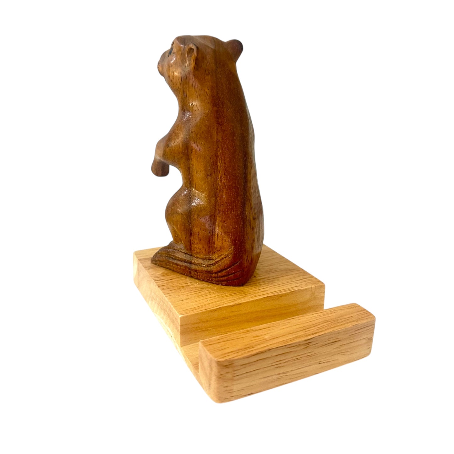 Handmade Wooden Groundhog Phone Holder – Desktop Stand