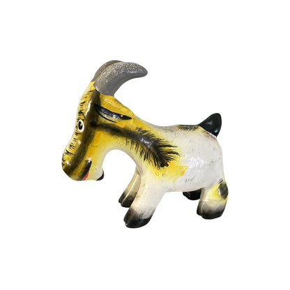 Hand-Painted Wooden Goat Figurine – Artisan Crafted