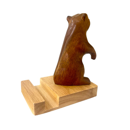 Handmade Wooden Groundhog Phone Holder – Desktop Stand