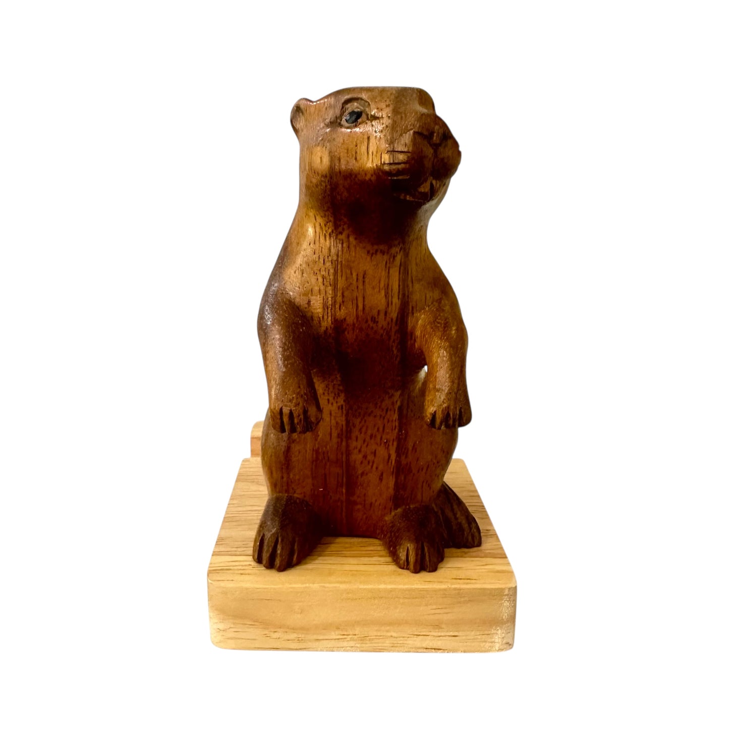 Handmade Wooden Groundhog Phone Holder – Desktop Stand