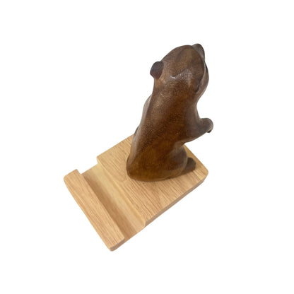 Handmade Wooden Groundhog Phone Holder – Desktop Stand